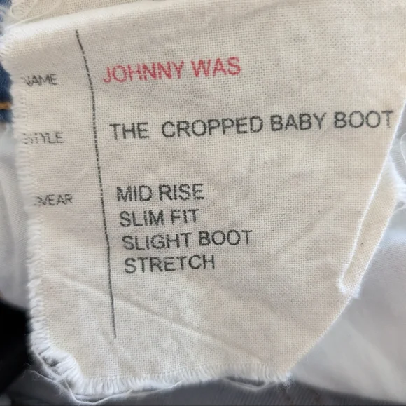 Johnny Was Jeans Womens 25 Bohemian Cropped Baby Boot Embroidered Floral Eyelet - Picture 9 of 12